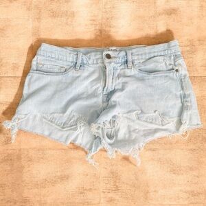 FRAME le cutoff Denim Blue Jean Shorts Distressed Frayed Hem 28